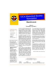 March 2016 Editorial: Prompted to go back... Inside this issue: History Month