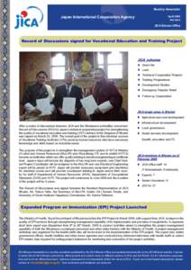 Monthly Newsletter  Japan International Cooperation Agency April 2009 Vol. 09-4