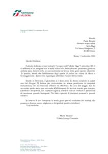 Direzione Centrale Comunicazione Esterna e Media Gentile Paolo Panerai direttore responsabile