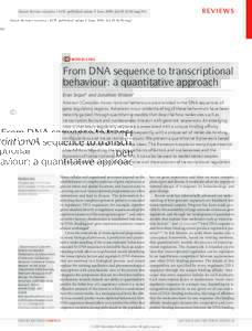 REVIEWS  Nature Reviews Genetics | AOP, published online 9 June 2009; doi:nrg2591 Modelling