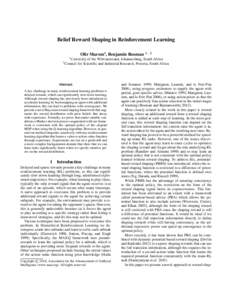 Belief Reward Shaping in Reinforcement Learning Ofir Marom1 , Benjamin Rosman 1 , 2 1 2