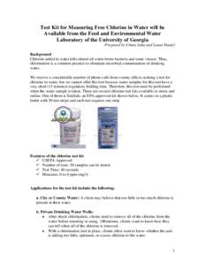 Chlorine Test Kit Will be Available from the Feed and Environmental Water Laboratory of the University of Georgia