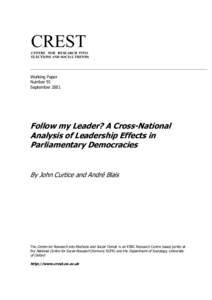CREST CENTRE FOR RESEARCH INTO ELECTIONS AND SOCIAL TRENDS Working Paper Number 91