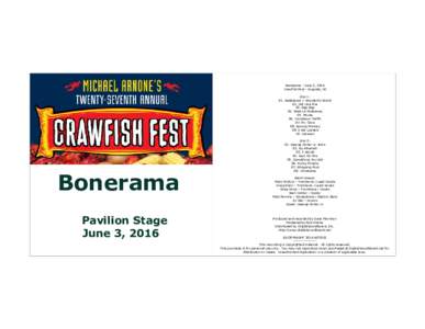 Bonerama - June 3, 2016 Crawfish Fest - Augusta, NJ disc 1: 01. Badabazot > Wonderful World 02. Hot Like Fire 03. Bap Bap