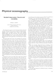 womak  Physical oceanography Weddell deep water: Source and variability ARNOLD