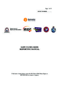 Page 2 of 15  SAFE CLUBS 4 KIDS REPORTING MANUAL  ISSUED TO __________________________________________________________