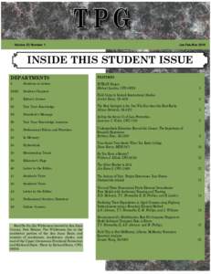 TPG Volume 53 Number 1	 										 Jan.Feb.Mar 2016 Inside This Student Issue DEPARTMENTS
