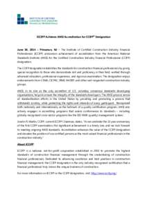 Press Release - CCIFP Receives ANSI Accreditation