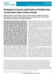Ecological--economic optimization of biodiversity conservation under climate change