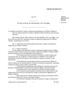 EROLLED ORIGIAL  AN ACT Codification District of Columbia