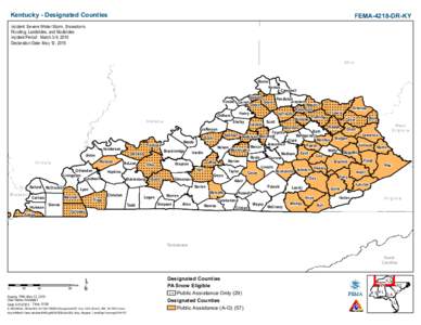 Kentucky - Designated Counties  FEMA-4218-DR-KY Incident: Severe Winter Storm, Snowstorm, Flooding, Landslides, and Mudslides