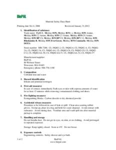 BioPAL Material Safety Data Sheet Printing date Oct 4, 2006 Reviewed January 31,2012