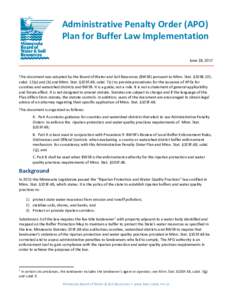 Administrative Penalty Order (APO) Plan for Buffer Law Implementation