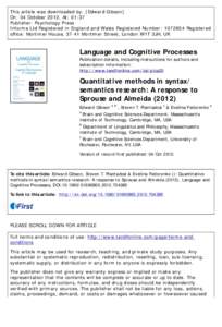 This article was downloaded by: [Edward Gibson] On: 04 October 2012, At: 01:37 Publisher: Psychology Press Informa Ltd Registered in England and Wales Registered Number: Registered office: Mortimer House, 37-41 M