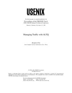 THE ADVANCED COMPUTING SYSTEMS ASSOCIATION  The following paper was originally published in the Proceedings of the FREENIX Track: 1999 USENIX Annual Technical Conference