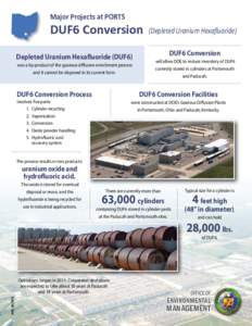 Major Projects at PORTS  DUF6 Conversion Depleted Uranium Hexafluoride (DUF6) was a by-product of the gaseous diffusion enrichment process and it cannot be disposed in its current form.