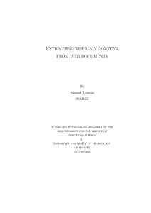 EXTRACTING THE MAIN CONTENT FROM WEB DOCUMENTS By Samuel Louvan
