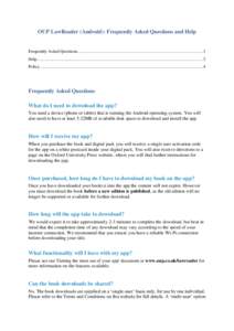 OUP LawReader (Android): Frequently Asked Questions and Help  Frequently Asked Questions ................................................................................................................... 1 Help ........