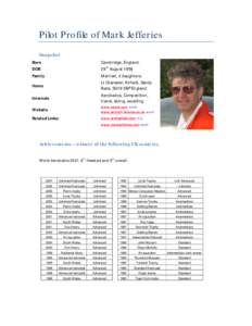 Pilot Profile of Mark Jefferies Snapshot Born DOB Family