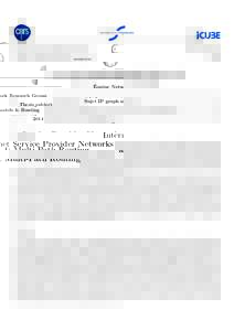 Équipe Network Research Group Sujet IP graph models & Routing Thesis subject 2014