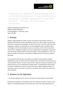 DRAFT Comments from Raiffeisen Capital Management on the Working Document of the European Commission regarding the “Notificati