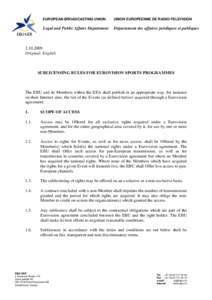 Microsoft Word - Sublicensing rules for Eurovision sports programmes - sent to EC.doc