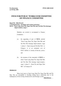For discussion on 30 May 2001 PWSC[removed]ITEM FOR PUBLIC WORKS SUBCOMMITTEE