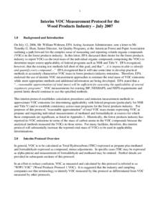 Interim VOC Measurement Protocol for the Wood Products Industry – September, 2006
