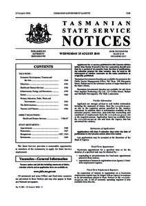 TASMANIAN GOVERNMENT GAZETTE  25 August