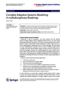 Niazi Complex Adaptive Systems Modeling 2013, 1:1 http://www.casmodeling.com/contentEDITORIAL  Open Access