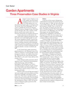 Gail Baker  Garden Apartments Three Preservation Case Studies in Virginia  A