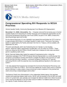 Congressional Spending Bill Responds to NCUA Priorities