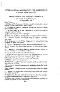 INTERNATIONAL ASSOCIATION FOR RESEARCH IN INCOME AND WEALTH PROGRAMME OF THE AFRICAN CONFERENCE held at Addis Ababa, Ethiopia, from 4th-10th January 1961 List of