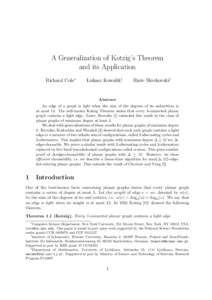 A Generalization of Kotzig’s Theorem and its Application Richard Cole∗ L Ã ukasz Kowalik†