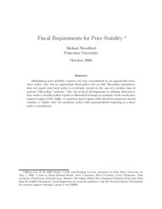 Fiscal Requirements for Price Stability ∗ Michael Woodford Princeton University OctoberAbstract