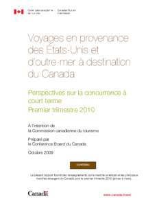 Voyages en provenance des États-Unis et d’outre-mer à destination du Canada Perspectives sur la concurrence à court terme