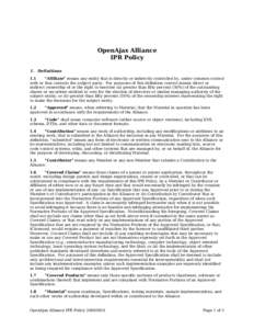 OpenAjax Alliance IPR Policy 1. Definitions 1.1 