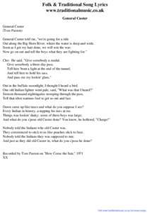 Folk & Traditional Song Lyrics - General Custer