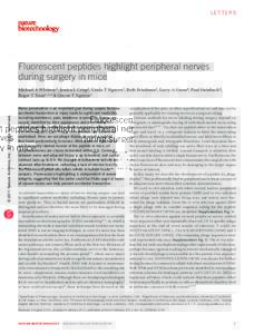 letters  Fluorescent peptides highlight peripheral nerves during surgery in mice  © 2011 Nature America, Inc. All rights reserved.