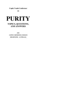Coptic Youth Conference on PURITY TOPICS, QUESTIONS, AND ANSWERS