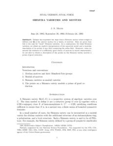 1994bP  FINAL VERSION; FINAL FORM. SHIMURA VARIETIES AND MOTIVES  J. S. Milne