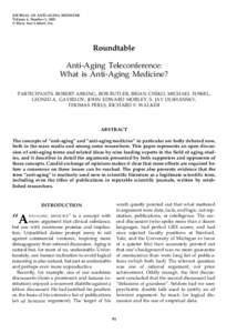 Anti-Aging Teleconference: What is Anti-Aging Medicine?