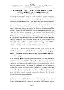Tim Miller: “Explaining Keynes’ Theory of Consumption, and Assessing its Strengths and Weaknesses” (from http://www.economic-truth.co.uk/)