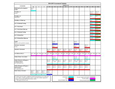 [removed]Assessment Calendar Assessment Kindergarten Development Profile  K