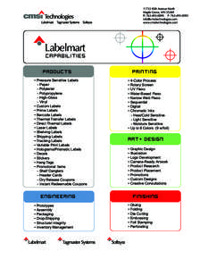 Labelmart  CAPABILITIES PRODUCTS • Pressure Sensitive Labels