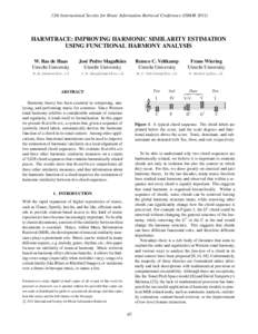 12th International Society for Music Information Retrieval Conference (ISMIRHARMTRACE: IMPROVING HARMONIC SIMILARITY ESTIMATION USING FUNCTIONAL HARMONY ANALYSIS W. Bas de Haas Utrecht University