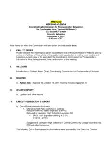 AMENDED MEETING AGENDA Coordinating Commission for Postsecondary Education The Cornhusker Hotel, Yankee Hill Room[removed]South 13th Street Lincoln, Nebraska