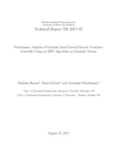 Simulation-Based Engineering Lab University of Wisconsin-Madison Technical Report TR–2017–07  Performance Analysis of Constant Speed Local Obstacle Avoidance