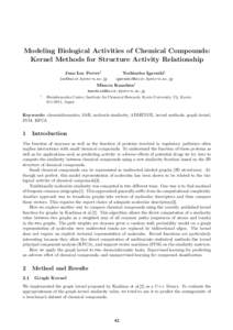 1  Kernel methods for SAR Modeling Biological Activities of Chemical Compounds: Kernel Methods for Structure Activity Relationship