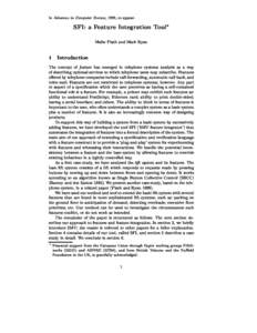 In Advances in Computer Science, 1999, to appear. SFI: a Feature Integration Tool ?  Malte Plath and Mark Ryan